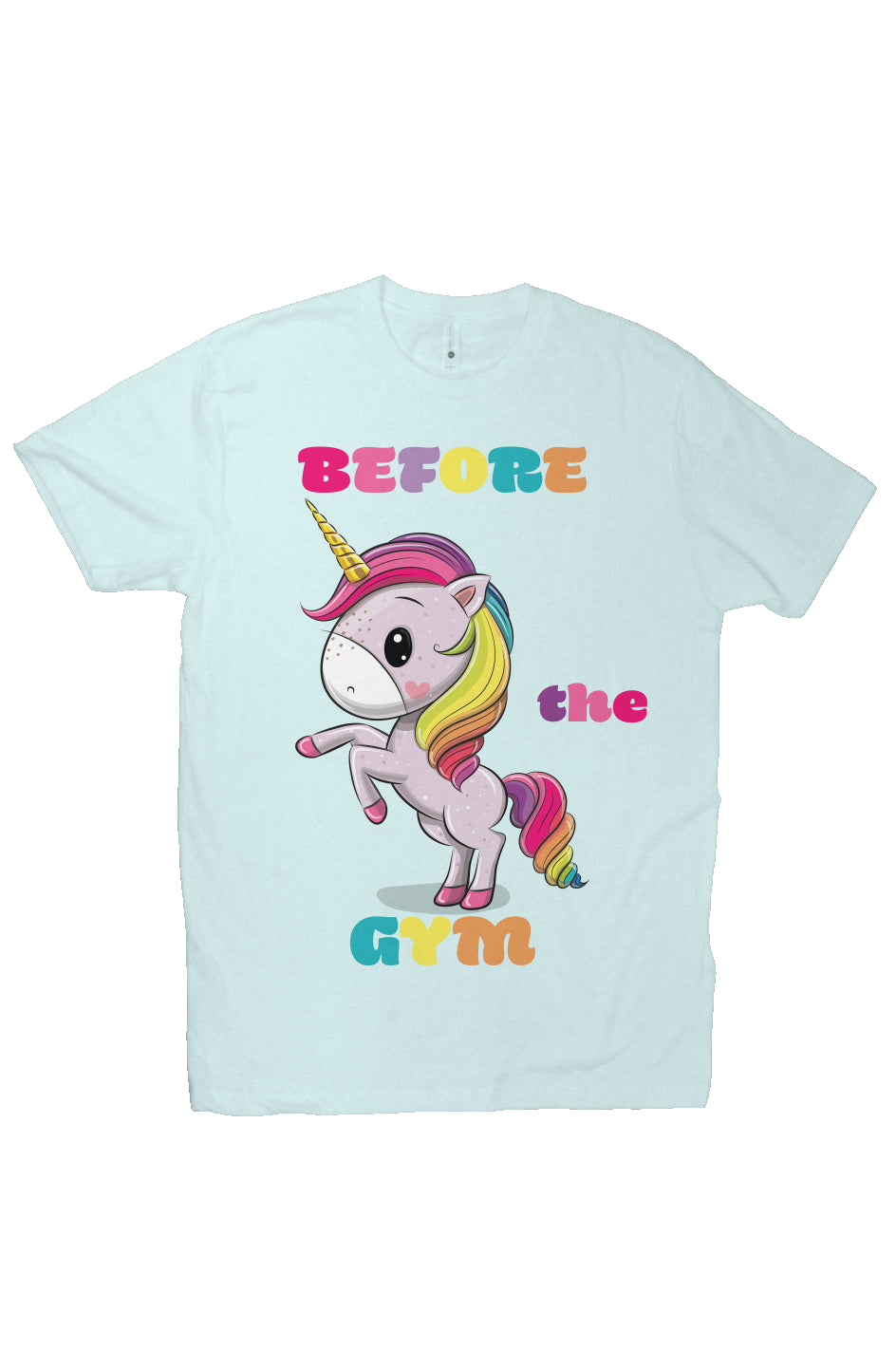 Before/After Gym Unicorn - Lght Blue-T-Shirt