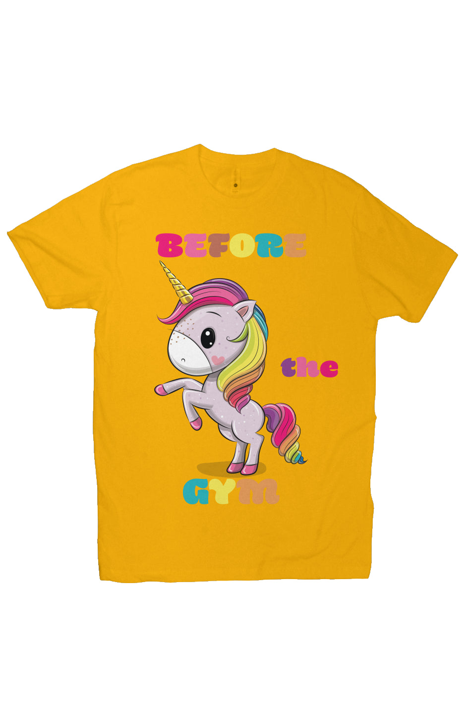Before/After Gym Unicorn - Gold -T-Shirt