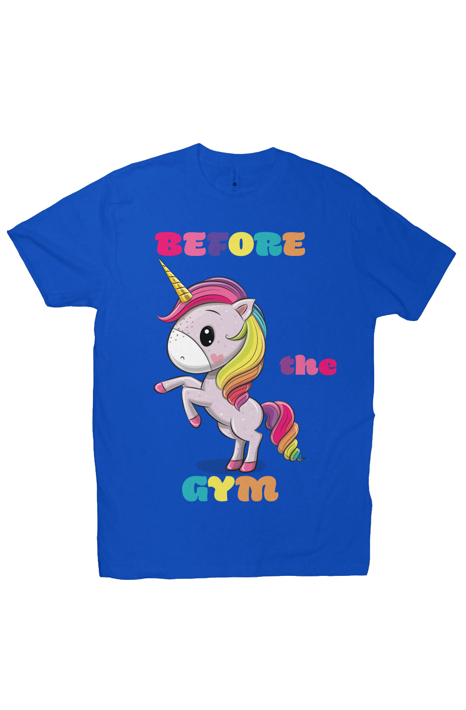 Before/After Gym Unicorn - Royal Blue -T-Shirt