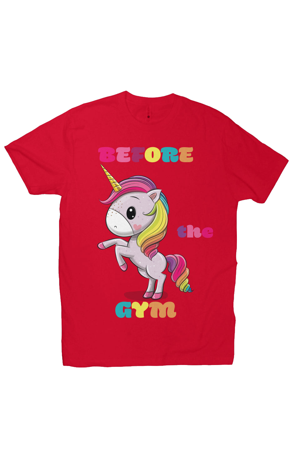 Before/After Gym Unicorn - Red -T-Shirt